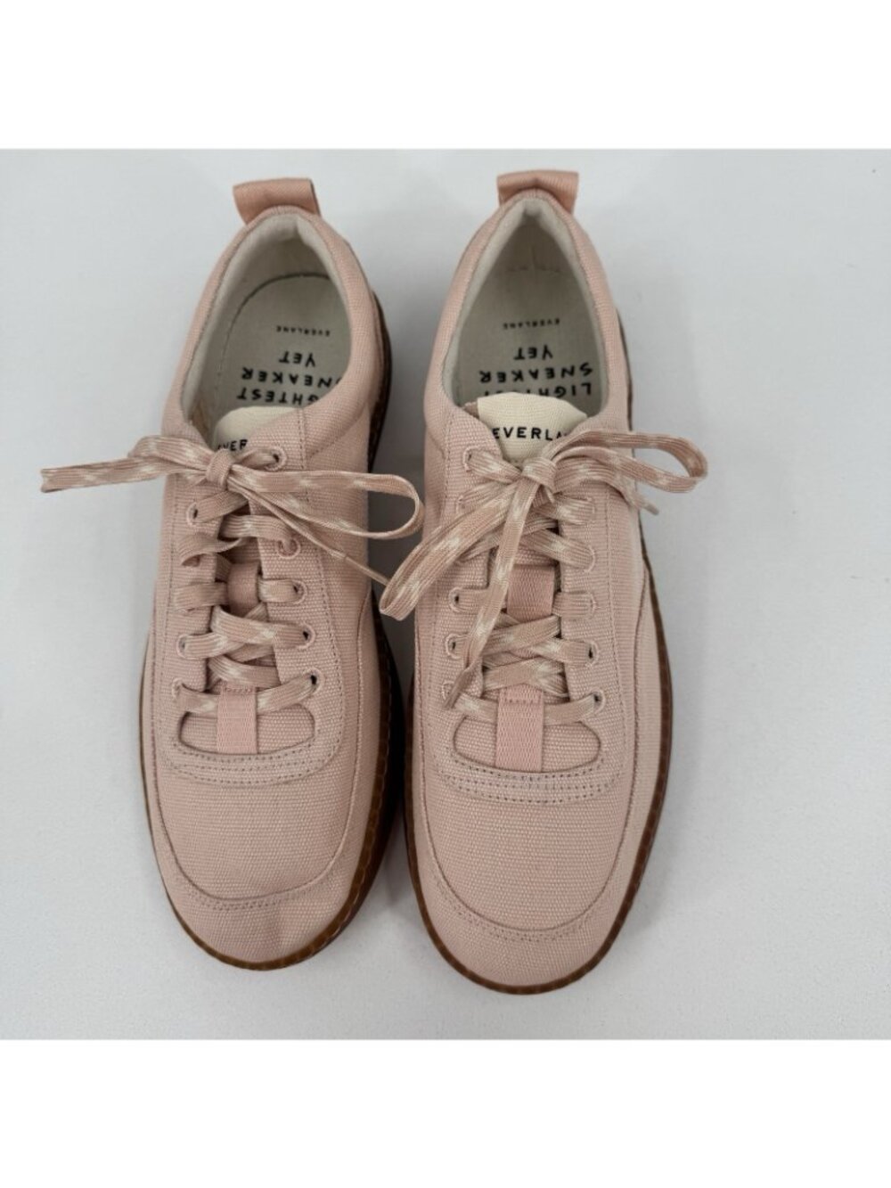 Everlane Tread Bare Sneaker size 13 Women's in Pink Canvas Classic Lace-up Shoes - Picture 3 of 8